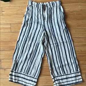 Shona Joy Striped Wide-Leg Linen Pants - US 4
